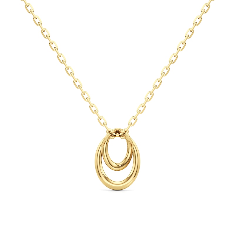 Main Image 3 of 1/3 CT. T.W. Diamond Interlocking Ovals Pendant in 10K Gold