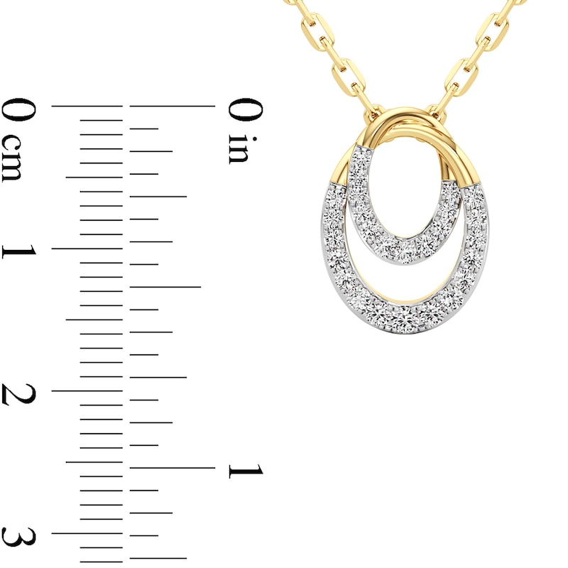Main Image 4 of 1/3 CT. T.W. Diamond Interlocking Ovals Pendant in 10K Gold