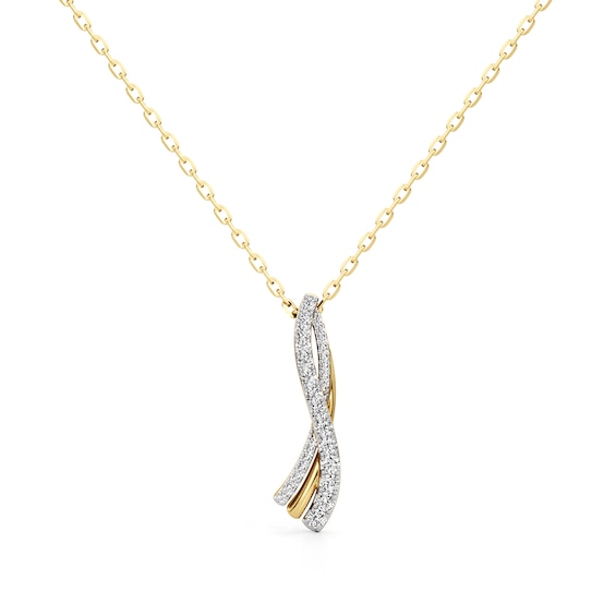 1/2 CT. T.w. Lab-Grown Diamond Graduated Curved Crossover Pendant in 14K Gold