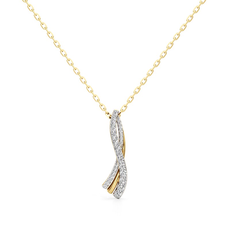 Main Image 1 of 1/2 CT. T.W. Lab-Grown Diamond Graduated Curved Crossover Pendant in 14K Gold