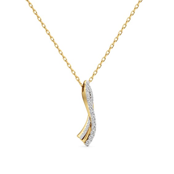 1/2 CT. T.w. Lab-Grown Diamond Graduated Curved Crossover Pendant in 14K Gold