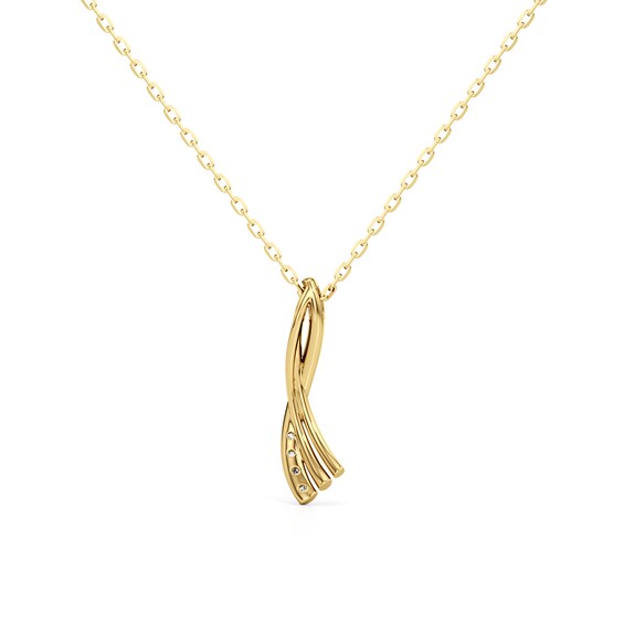 1/2 CT. T.w. Lab-Grown Diamond Graduated Curved Crossover Pendant in 14K Gold