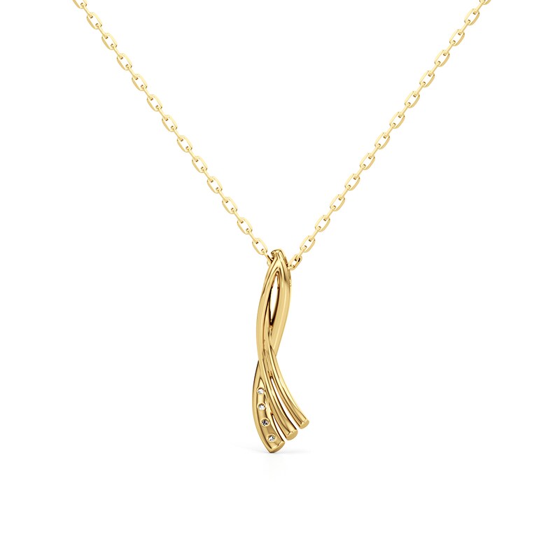 Main Image 3 of 1/2 CT. T.W. Lab-Grown Diamond Graduated Curved Crossover Pendant in 14K Gold