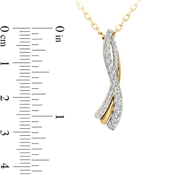 1/2 CT. T.w. Lab-Grown Diamond Graduated Curved Crossover Pendant in 14K Gold
