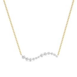 1/2 CT. T.W. Lab-Grown Diamond Graduated Curved Bar Necklace in 14K Gold