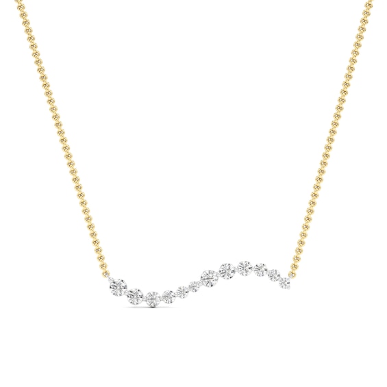 1/2 CT. T.w. Lab-Grown Diamond Graduated Curved Bar Necklace in 14K Gold
