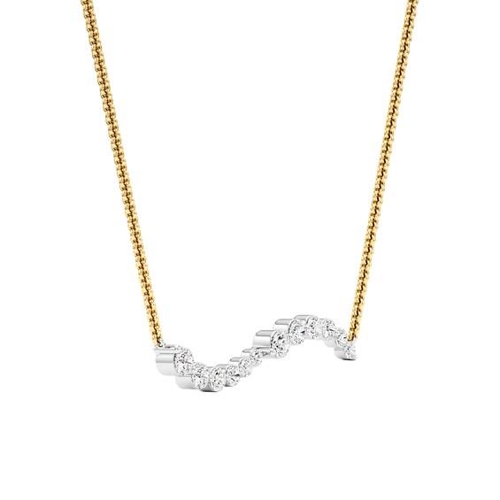 1/2 CT. T.w. Lab-Grown Diamond Graduated Curved Bar Necklace in 14K Gold