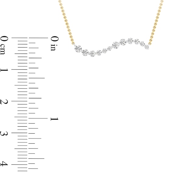 1/2 CT. T.w. Lab-Grown Diamond Graduated Curved Bar Necklace in 14K Gold