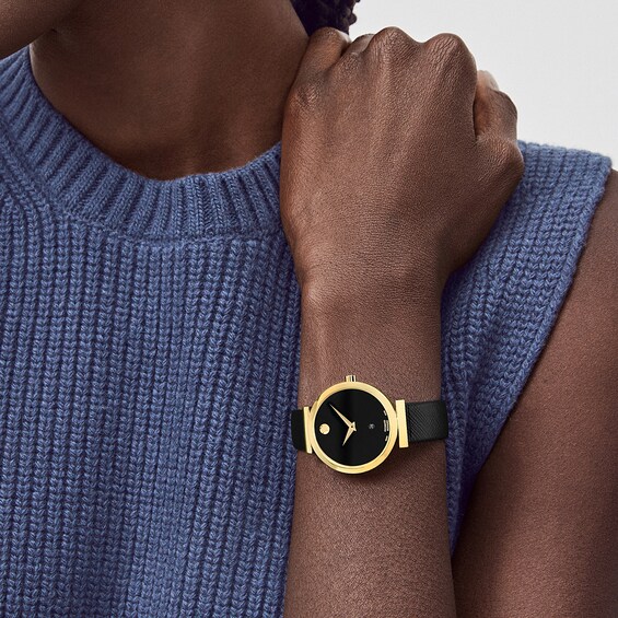 Ladiesâ Movado MuseumÂ® Classic Automatic Watch with Black Dial (Model: 0607676)