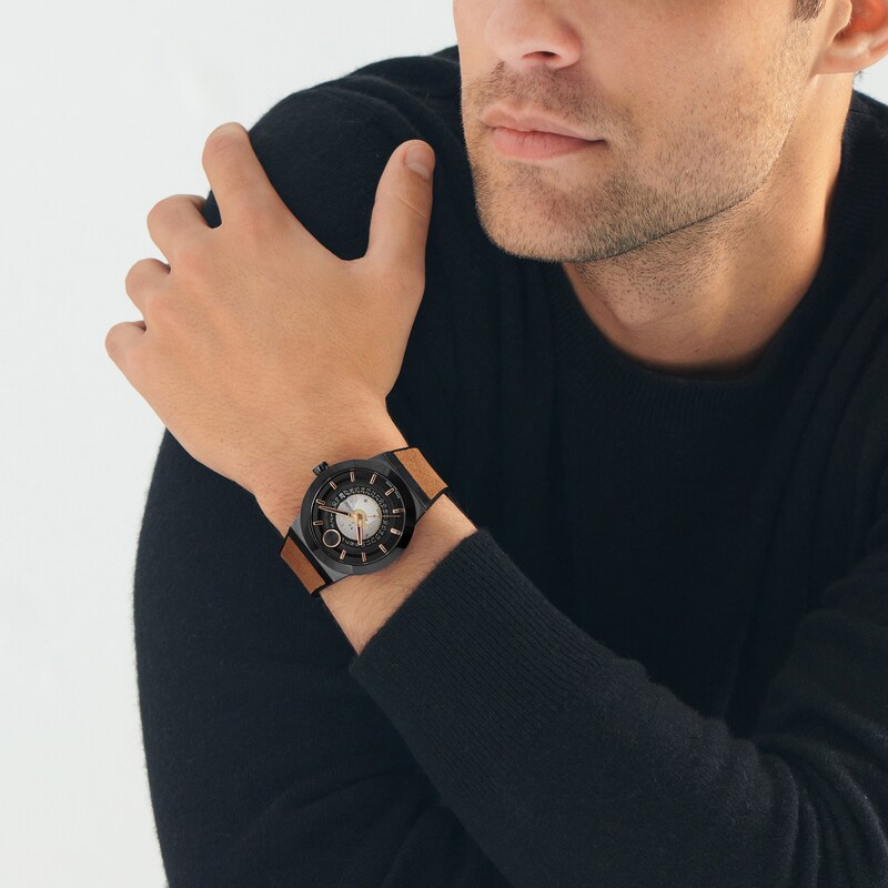 Main Image 5 of Men's Movado Bold® Fusion Automatic Men's Watch with Black Exhibition Dial (Model: 3601248)