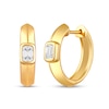 Thumbnail Image 1 of 1/2 CT. T.W. Emerald-Cut Certified Lab-Grown Diamond Solitaire Knife-Edge Hoop Earrings in 10K Gold (F/SI2)