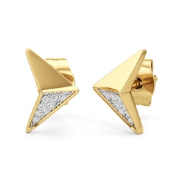 1/20 CT. T.W. Diamond Arrow Stud Earrings in Sterling Silver with 24K Gold Plate