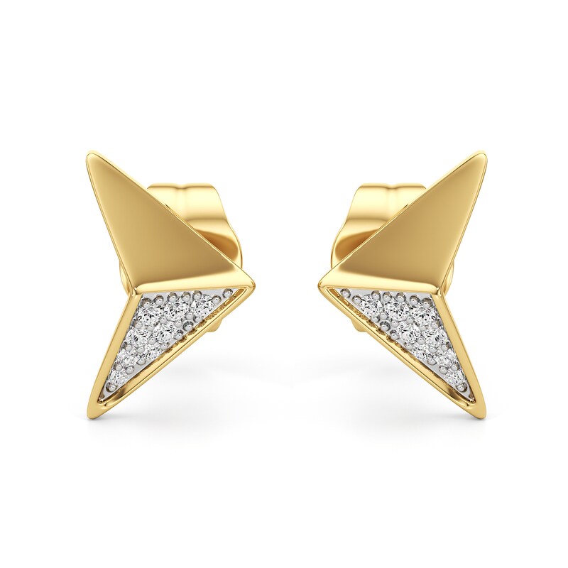 Main Image 2 of 1/20 CT. T.W. Diamond Arrow Stud Earrings in Sterling Silver with 24K Gold Plate