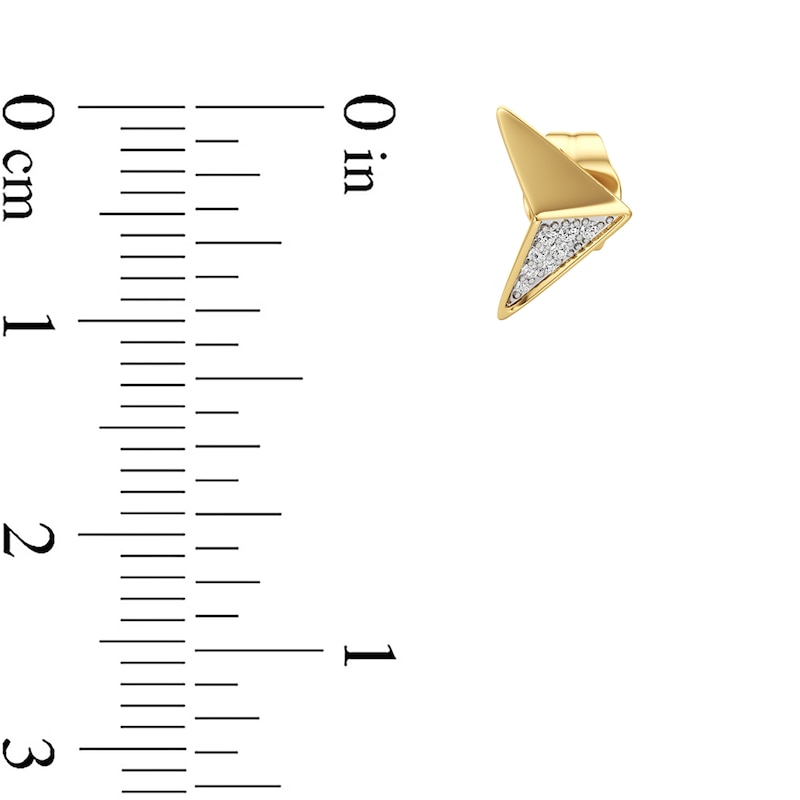 Main Image 3 of 1/20 CT. T.W. Diamond Arrow Stud Earrings in Sterling Silver with 24K Gold Plate
