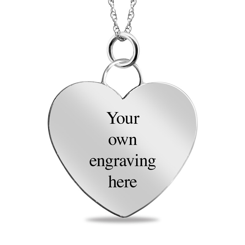 Main Image 2 of Engravable Brilliant-Edge Heart Photo Pendant in Sterling Silver (1 Image and 4 Lines) - 22”