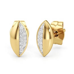 1/20 CT. T.W. Diamond Half-and-Half Marquise Stud Earrings in Sterling Silver with 24K Gold Plate