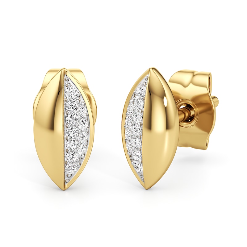 Main Image 1 of 1/20 CT. T.W. Diamond Half-and-Half Marquise Stud Earrings in Sterling Silver with 24K Gold Plate