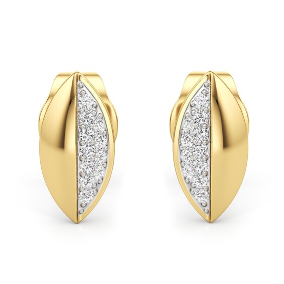 1/20 CT. T.w. Diamond Half-and-Half Marquise Stud Earrings in Sterling Silver with 24K Gold Plate