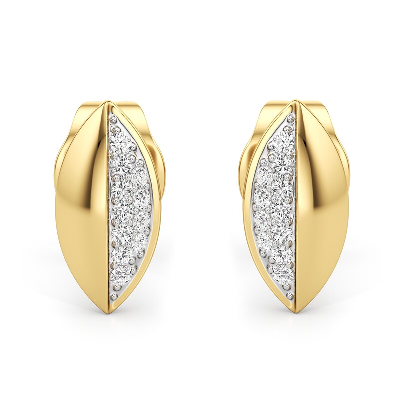 Main Image 2 of 1/20 CT. T.W. Diamond Half-and-Half Marquise Stud Earrings in Sterling Silver with 24K Gold Plate