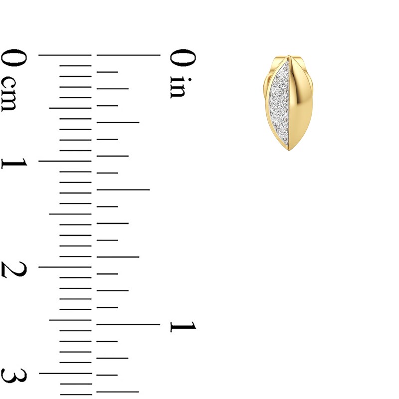 Main Image 3 of 1/20 CT. T.W. Diamond Half-and-Half Marquise Stud Earrings in Sterling Silver with 24K Gold Plate