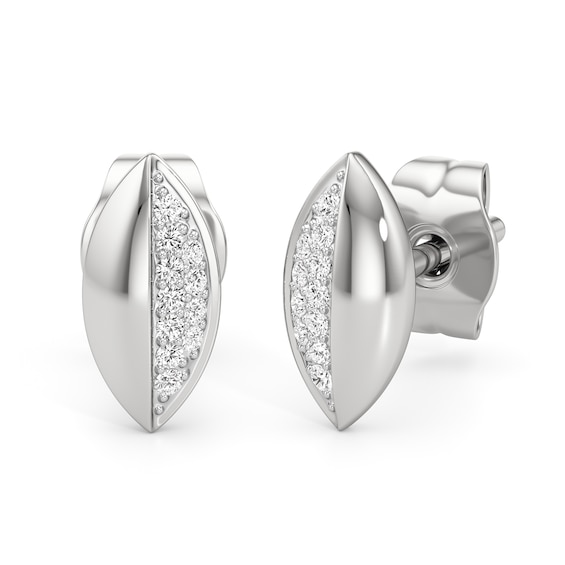 1/20 CT. T.w. Diamond Half-and-Half Marquise Stud Earrings in Sterling Silver