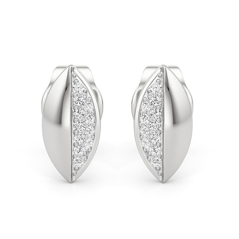 Main Image 2 of 1/20 CT. T.W. Diamond Half-and-Half Marquise Stud Earrings in Sterling Silver