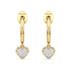 Thumbnail Image 2 of 1/10 CT. T.W. Multi-Diamond Heart Dangle Hoop Earrings in Sterling Silver with 24K Gold Plate