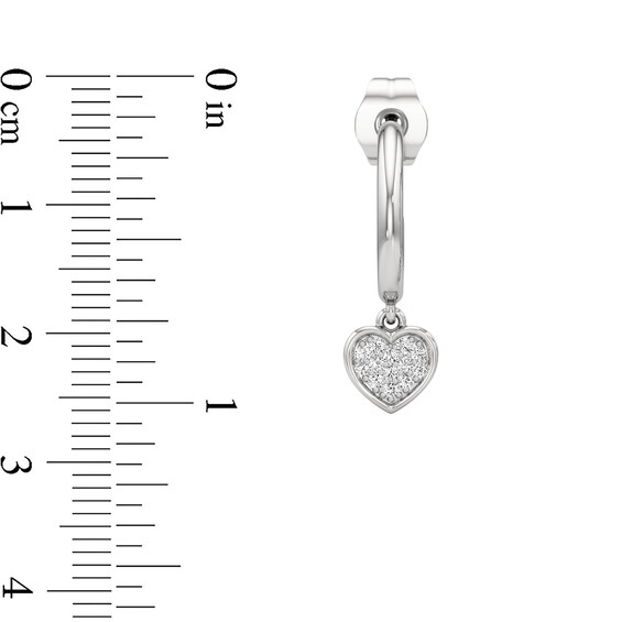 1/10 CT. T.w. Multi-Diamond Heart Dangle Hoop Earrings in Sterling Silver