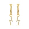 Thumbnail Image 2 of 1/10 CT. T.W. Diamond Lightning Bolt Dangle Hoop Earrings in Sterling Silver with 24K Gold Plate