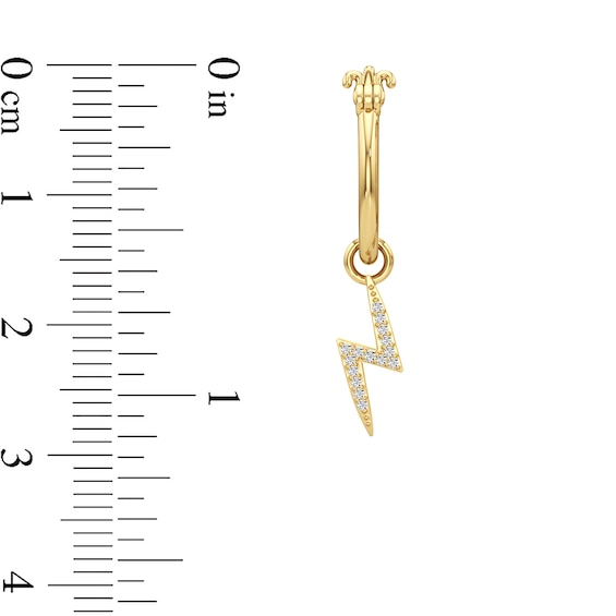 1/10 CT. T.w. Diamond Lightning Bolt Dangle Hoop Earrings in Sterling Silver with 24K Gold Plate