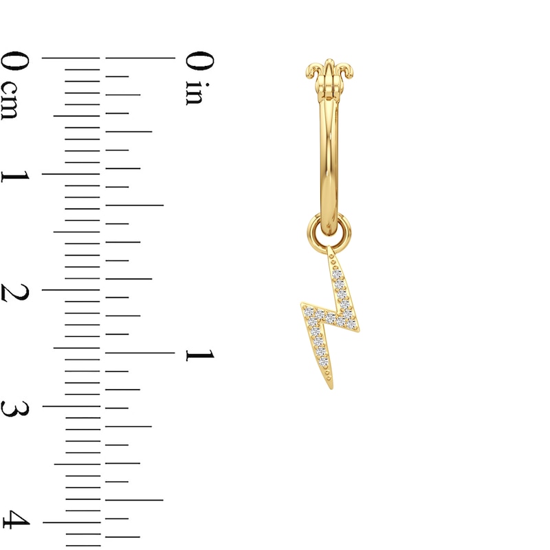 Main Image 3 of 1/10 CT. T.W. Diamond Lightning Bolt Dangle Hoop Earrings in Sterling Silver with 24K Gold Plate
