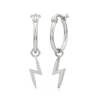 Thumbnail Image 1 of 1/10 CT. T.W. Diamond Lightning Bolt Dangle Hoop Earrings in Sterling Silver