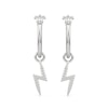 Thumbnail Image 2 of 1/10 CT. T.W. Diamond Lightning Bolt Dangle Hoop Earrings in Sterling Silver