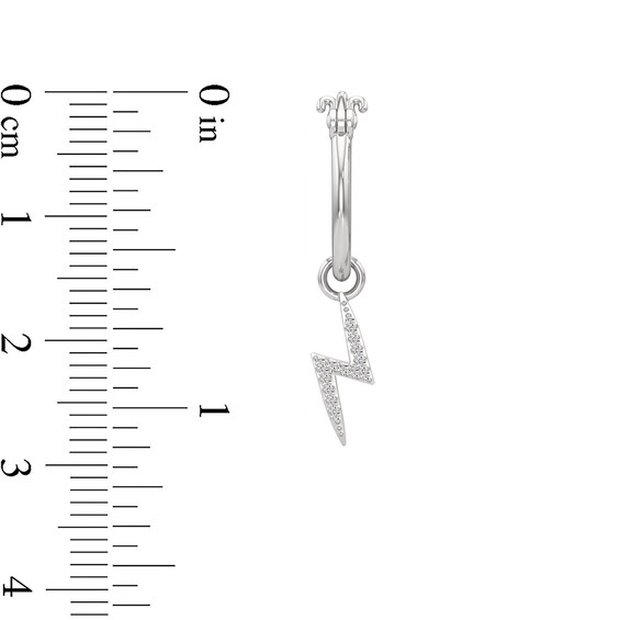1/10 CT. T.w. Diamond Lightning Bolt Dangle Hoop Earrings in Sterling Silver