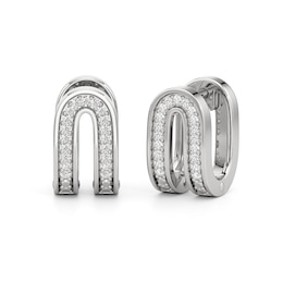 1/10 CT. T.W. Diamond U-Hoop Earrings in Sterling Silver