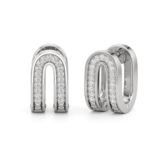 1/10 CT. T.w. Diamond U-Hoop Earrings in Sterling Silver