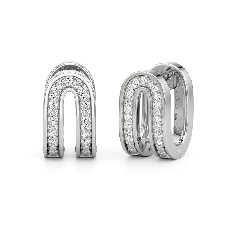 Main Image 1 of 1/10 CT. T.W. Diamond U-Hoop Earrings in Sterling Silver
