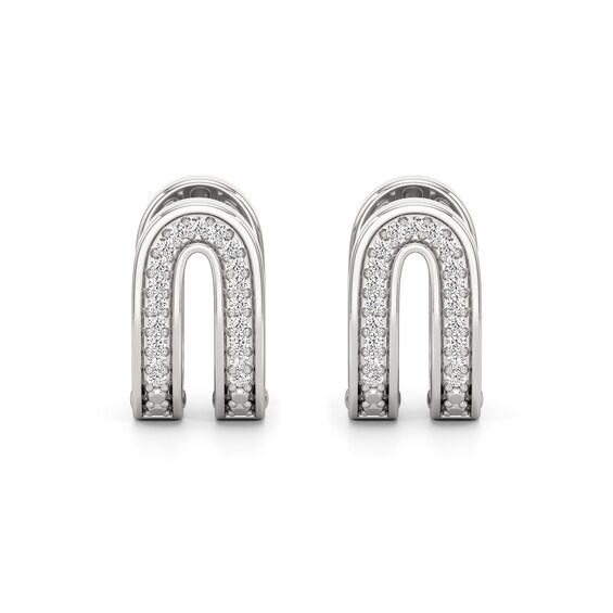 1/10 CT. T.w. Diamond U-Hoop Earrings in Sterling Silver
