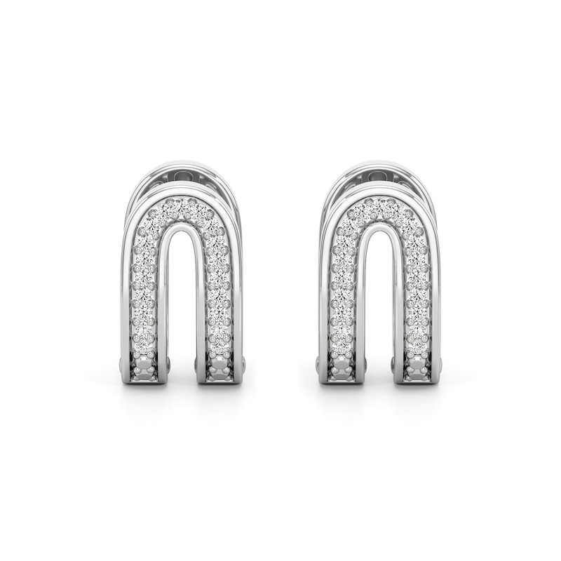 Main Image 2 of 1/10 CT. T.W. Diamond U-Hoop Earrings in Sterling Silver