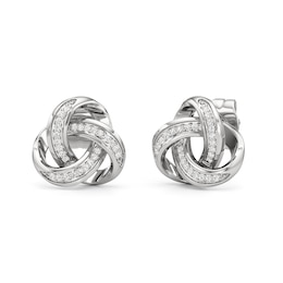 1/10 CT. T.W. Diamond Love Knot Stud Earrings in Sterling Silver