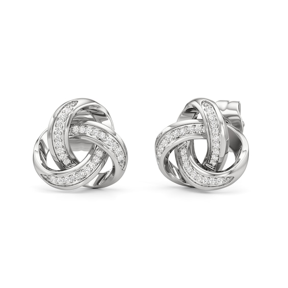 1/10 CT. T.w. Diamond Love Knot Stud Earrings in Sterling Silver