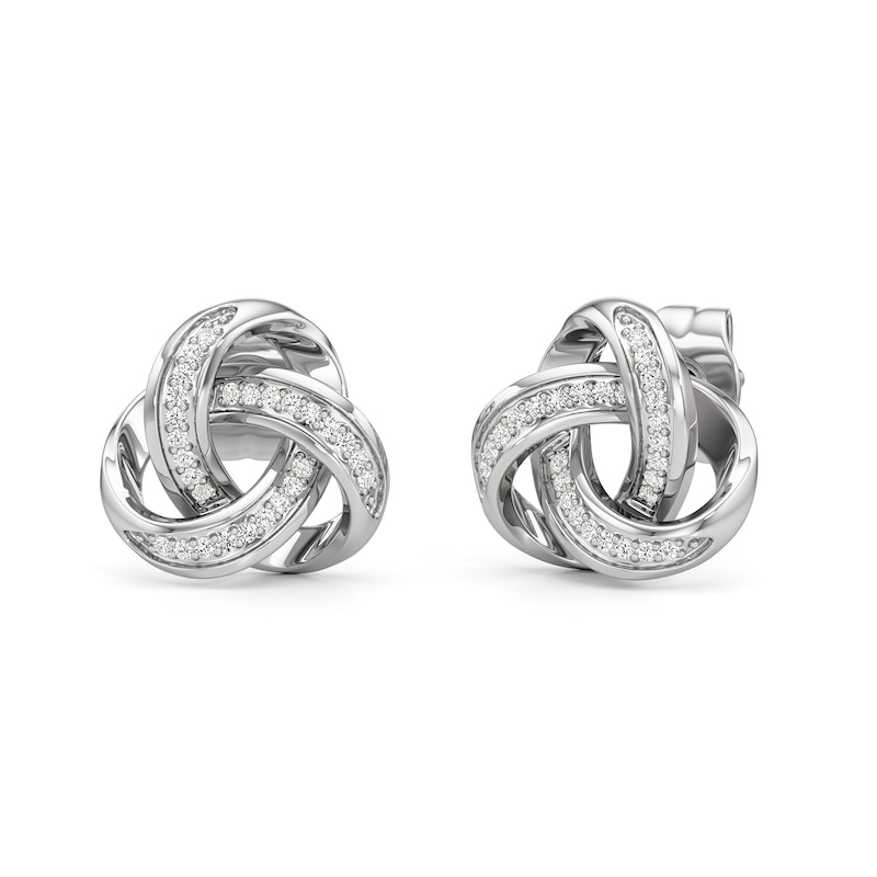 Main Image 1 of 1/10 CT. T.W. Diamond Love Knot Stud Earrings in Sterling Silver