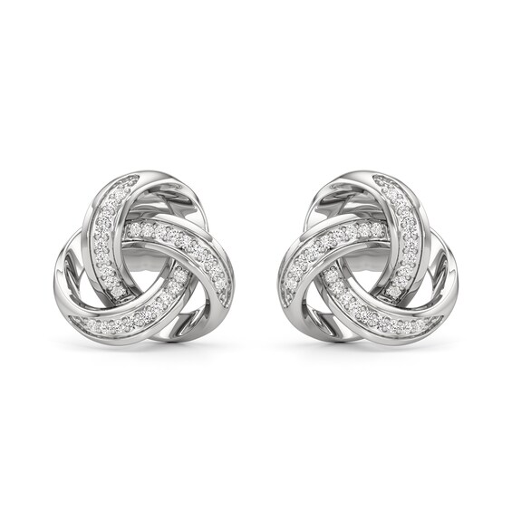 1/10 CT. T.w. Diamond Love Knot Stud Earrings in Sterling Silver