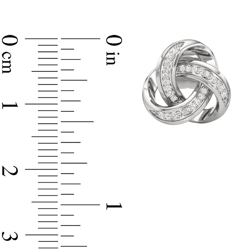 Main Image 3 of 1/10 CT. T.W. Diamond Love Knot Stud Earrings in Sterling Silver