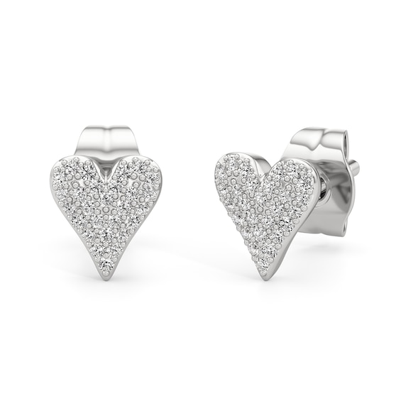 1/10 CT. T.w. Heart-Shaped Multi-Diamond Stud Earrings in Sterling Silver