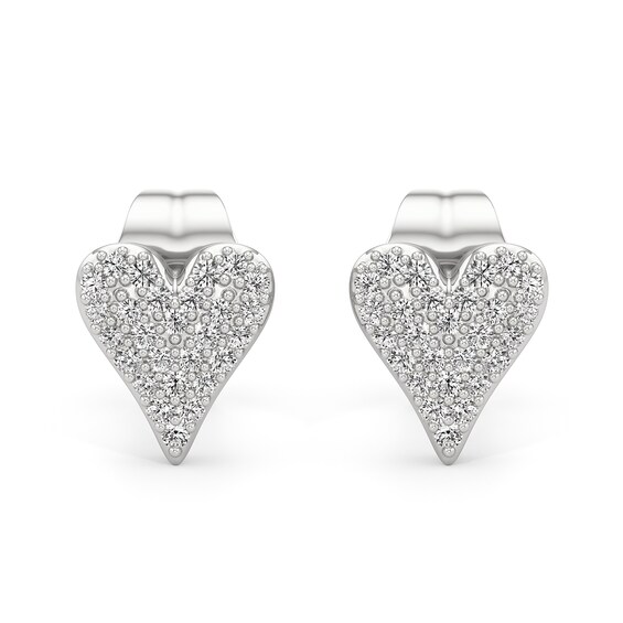 1/10 CT. T.w. Heart-Shaped Multi-Diamond Stud Earrings in Sterling Silver