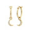 Thumbnail Image 1 of Diamond Accent Crescent Moon Dangle Hoop Earrings in Sterling Silver with 24K Gold Plate