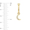 Thumbnail Image 3 of Diamond Accent Crescent Moon Dangle Hoop Earrings in Sterling Silver with 24K Gold Plate
