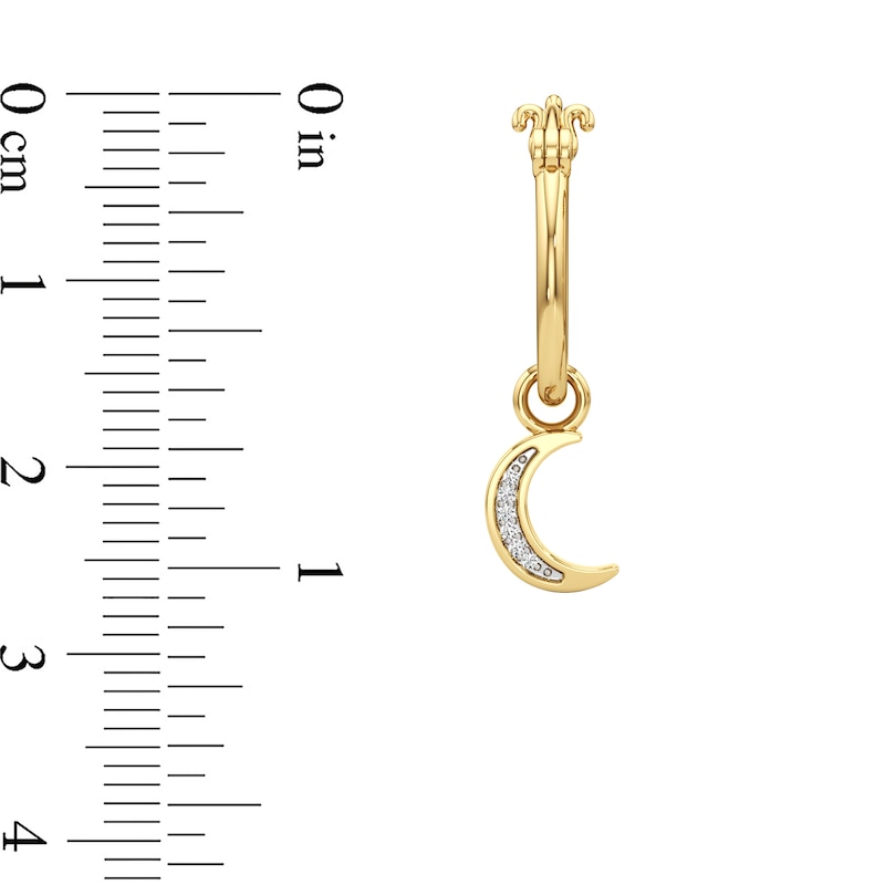 Main Image 3 of Diamond Accent Crescent Moon Dangle Hoop Earrings in Sterling Silver with 24K Gold Plate