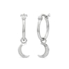 Thumbnail Image 1 of Diamond Accent Crescent Moon Dangle Hoop Earrings in Sterling Silver